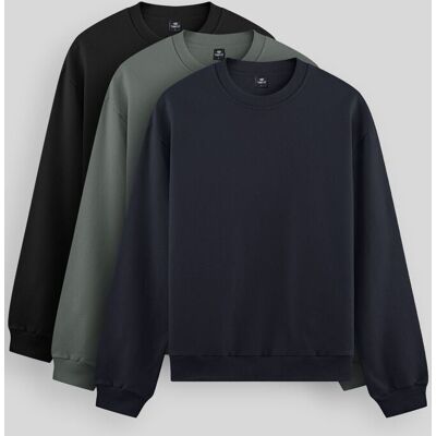 Tommy Life Herren Unifarben Rundhals-Sweatshirt Marine M Tommy Life Herren Unifarben Rundhals-Sweatshirt Marine M
