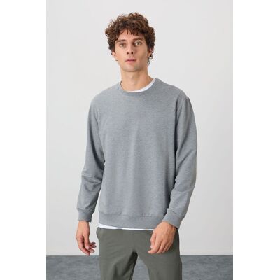 Tommy Life Herren Unifarben Rundhals-Sweatshirt Hellgrau S Tommy Life Herren Unifarben Rundhals-Sweatshirt Hellgrau S