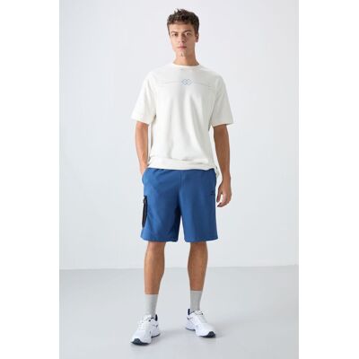 Tommy Life Herren Cargo-Shorts mit weitem Bein Blau S Tommy Life Herren Cargo-Shorts mit weitem Bein Blau S