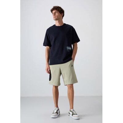 Tommy Life Herren Cargo-Shorts mit weitem Bein Salbeigrün M Tommy Life Herren Cargo-Shorts mit weitem Bein Salbeigrün M