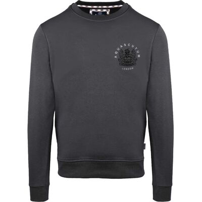 Aquascutum - Sweatshirt für Herren, Rundhalsausschnitt, Langärmlig (Schwarzgrau) Schwarz XL Aquascutum - Sweatshirt für Herren, Rundhalsausschnitt, Langärmlig (Schwarzgrau) Schwarz XL