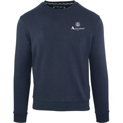 Aquascutum - Sweatshirt für Herren, Rundhalsausschnitt, Regulär (Marine) Marine L Aquascutum - Sweatshirt für Herren, Rundhalsausschnitt, Regulär (Marine) Marine L