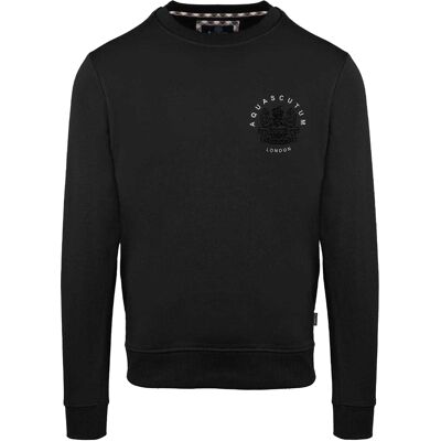 Aquascutum - Sweatshirt für Herren, Rundhalsausschnitt, Langärmlig (Schwarz) Schwarz L Aquascutum - Sweatshirt für Herren, Rundhalsausschnitt, Langärmlig (Schwarz) Schwarz L