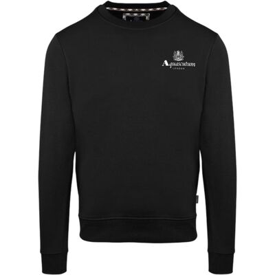 Aquascutum - Sweatshirt für Herren, Rundhalsausschnitt, Langärmlig (Schwarz) Schwarz XL Aquascutum - Sweatshirt für Herren, Rundhalsausschnitt, Langärmlig (Schwarz) Schwarz XL