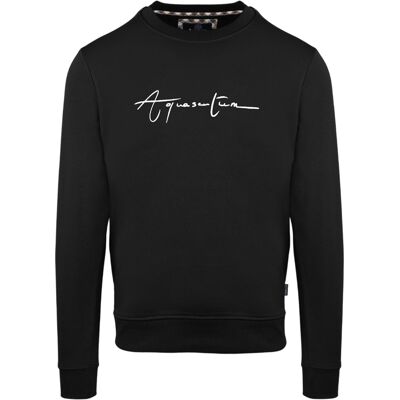 Aquascutum - Sweatshirt für Herren, Rundhalsausschnitt, Regulär (Schwarz) Schwarz L Aquascutum - Sweatshirt für Herren, Rundhalsausschnitt, Regulär (Schwarz) Schwarz L