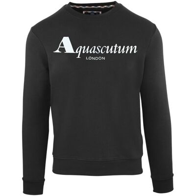 Aquascutum - Sweatshirt für Herren, Rundhalsausschnitt (Schwarz) Schwarz S Aquascutum - Sweatshirt für Herren, Rundhalsausschnitt (Schwarz) Schwarz S