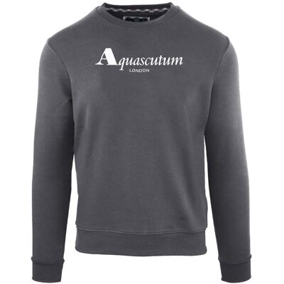 Aquascutum - Sweatshirt für Herren, Rundhalsausschnitt, Regulär (Schwarzgrau) Schwarz S Aquascutum - Sweatshirt für Herren, Rundhalsausschnitt, Regulär (Schwarzgrau) Schwarz S