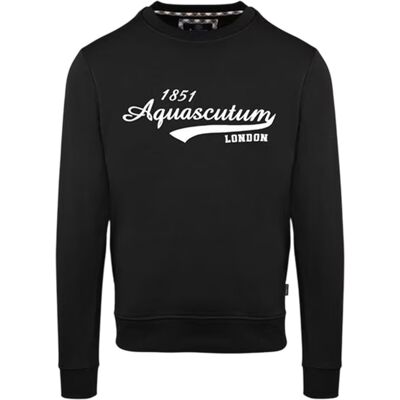 Aquascutum - Sweatshirt für Herren, Rundhalsausschnitt, Regulär (Schwarz) Schwarz S Aquascutum - Sweatshirt für Herren, Rundhalsausschnitt, Regulär (Schwarz) Schwarz S