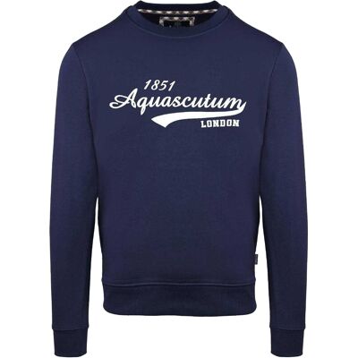 Aquascutum - Sweatshirt für Herren, Rundhalsausschnitt (Marine) Marine L Aquascutum - Sweatshirt für Herren, Rundhalsausschnitt (Marine) Marine L