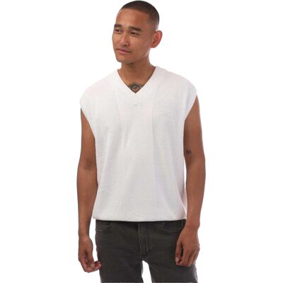 Boss - Pullover-Weste für Herren, Jerseyware, leger (Weiß) Weiß XL Boss - Pullover-Weste für Herren, Jerseyware, leger (Weiß) Weiß XL