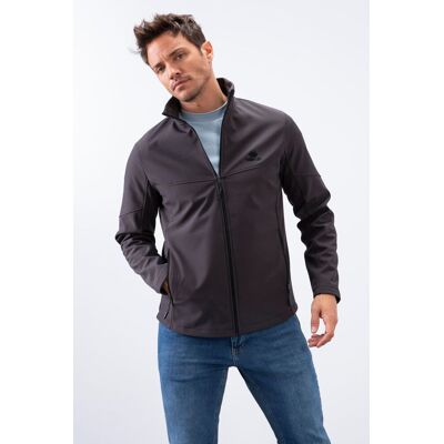 Tommy Life Herren Einfarbige Scuba Zip-Front Jacke Holzkohle 2XL Tommy Life Herren Einfarbige Scuba Zip-Front Jacke Holzkohle 2XL