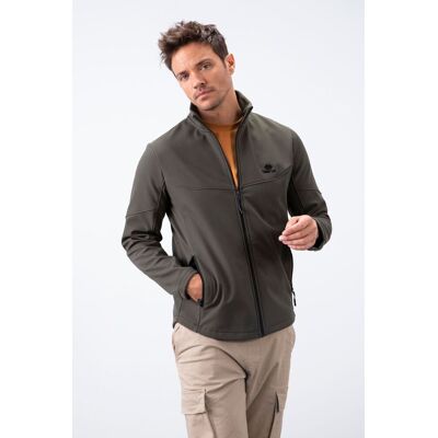 Tommy Life Herren Solid Scuba Jacke mit Reißverschluss vorne Khaki 2XL Tommy Life Herren Solid Scuba Jacke mit Reißverschluss vorne Khaki 2XL