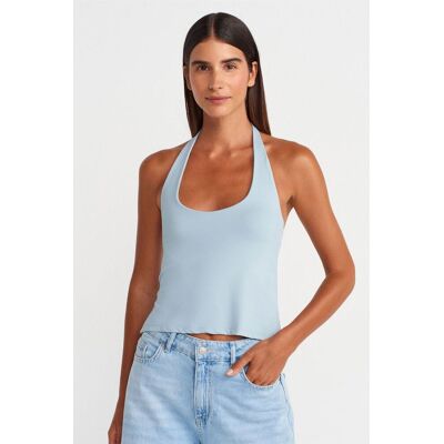 Dilvin Slim Fit Halter Neck Cut-Out Top Hellblau L Dilvin Slim Fit Halter Neck Cut-Out Top Hellblau L