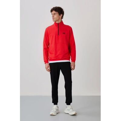 Tommy Life Herren Sweatshirt- und Hosen-Set mit Reißverschluss vorne Rot S Tommy Life Herren Sweatshirt- und Hosen-Set mit Reißverschluss vorne Rot S