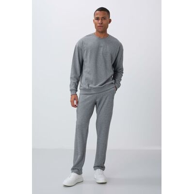 Tommy Life Herren Baumwoll-Polyester Fleece Sweatshirt- und Hosen-Set Grau XL Tommy Life Herren Baumwoll-Polyester Fleece Sweatshirt- und Hosen-Set Grau XL