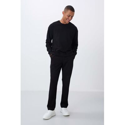 Tommy Life Herren-Fleece Sweatshirt und Hose aus Baumwolle-Polyester-Mix Set Schwarz M Tommy Life Herren-Fleece Sweatshirt und Hose aus Baumwolle-Polyester-Mix Set Schwarz M