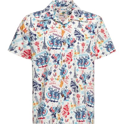 King Kerosin Herren Hawaiihemd Paris Cremefarben 2XL King Kerosin Herren Hawaiihemd Paris Cremefarben 2XL