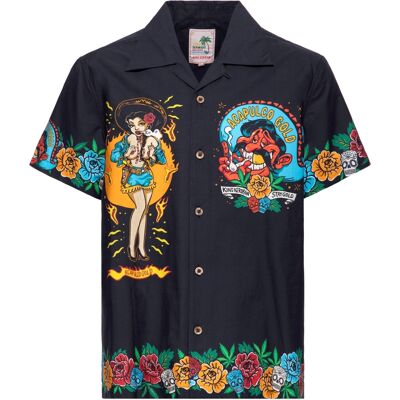 King Kerosin Herren Hawaii Hemd Acapulco Gold Schwarz L King Kerosin Herren Hawaii Hemd Acapulco Gold Schwarz L