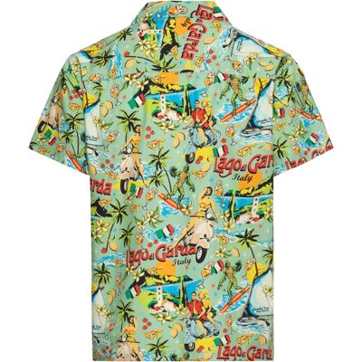 King Kerosin Herren Hawaiihemd Lago di Garda Hellgrün S King Kerosin Herren Hawaiihemd Lago di Garda Hellgrün S