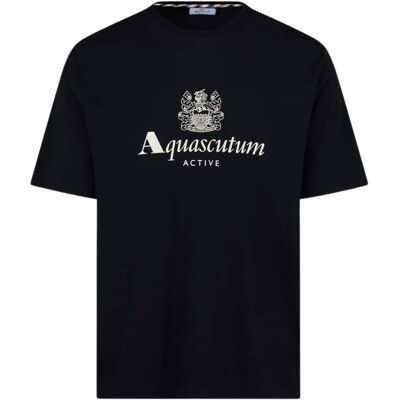 Aquascutum Active T-shirt Mit Großem Logo, Schwarz Schwarz M Aquascutum Active T-shirt Mit Großem Logo, Schwarz Schwarz M