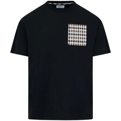 Aquascutum Active Raglan Check Pocket Schwarzes T-shirt Schwarz S Aquascutum Active Raglan Check Pocket Schwarzes T-shirt Schwarz S