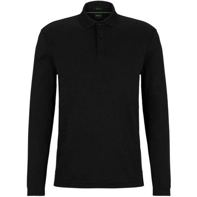 Boss - "Pirol" Poloshirt für Herren, Langärmlig (Schwarz) Schwarz S Boss - "Pirol" Poloshirt für Herren, Langärmlig (Schwarz) Schwarz S