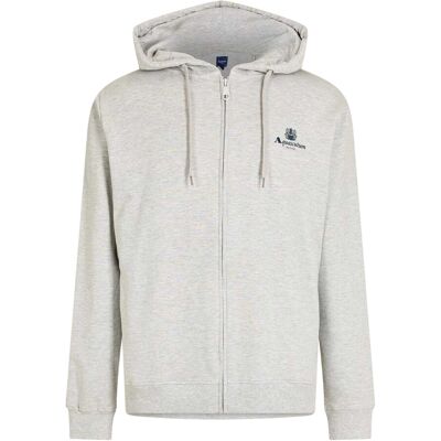 Aquascutum - Hoodie mit durchgehendem Reißverschluss für Herren, Regulär (Grau meliert) Grau S Aquascutum - Hoodie mit durchgehendem Reißverschluss für Herren, Regulär (Grau meliert) Grau S