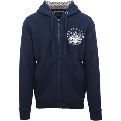 Aquascutum - Hoodie mit durchgehendem Reißverschluss für Herren, leger (Marine) Marine S Aquascutum - Hoodie mit durchgehendem Reißverschluss für Herren, leger (Marine) Marine S