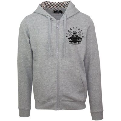 Aquascutum - Hoodie mit durchgehendem Reißverschluss für Herren, leger (Grau) Grau XL Aquascutum - Hoodie mit durchgehendem Reißverschluss für Herren, leger (Grau) Grau XL