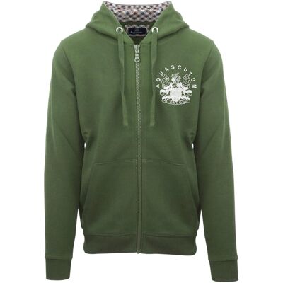 Aquascutum - Hoodie mit durchgehendem Reißverschluss für Herren, leger (Militärgrün) Grün L Aquascutum - Hoodie mit durchgehendem Reißverschluss für Herren, leger (Militärgrün) Grün L