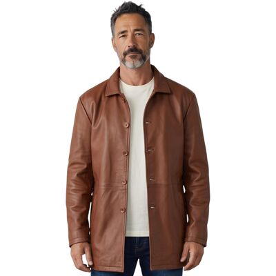 Infinity Leather Herren beigefarbene Lederjacke mit langem Kragen – Bergen Bräunen XL Infinity Leather Herren beigefarbene Lederjacke mit langem Kragen – Bergen Bräunen XL