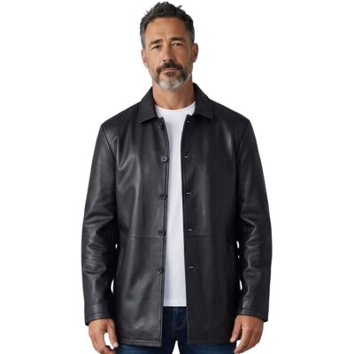 Infinity Leather Herren schwarze Lederjacke mit langem Kragen – Bergen Schwarz S Infinity Leather Herren schwarze Lederjacke mit langem Kragen – Bergen Schwarz S