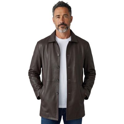 Infinity Leather Herren braune Lederjacke mit langem Kragen – Bergen Dunkelbraun L Infinity Leather Herren braune Lederjacke mit langem Kragen – Bergen Dunkelbraun L
