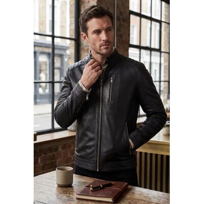 Infinity Leather Herren gesteppte schwarze Lammleder-Bikerjacke – Raven Schwarz 2XL Infinity Leather Herren gesteppte schwarze Lammleder-Bikerjacke – Raven Schwarz 2XL