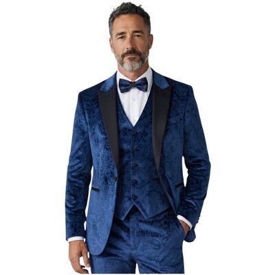 TruClothing Herren blauer 3-teiliger Samt-Smoking-Anzug – AK2 Blau 52" (Chest) 46" (Waist) TruClothing Herren blauer 3-teiliger Samt-Smoking-Anzug – AK2 Blau 52" (Chest) 46" (Waist)