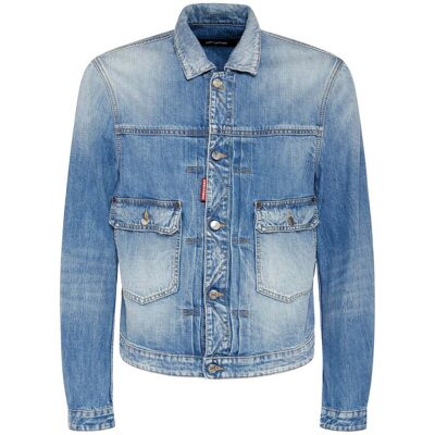 Dsquared2 Heritage Boxy Jeansjacke Marineblau Hellblau L Dsquared2 Heritage Boxy Jeansjacke Marineblau Hellblau L