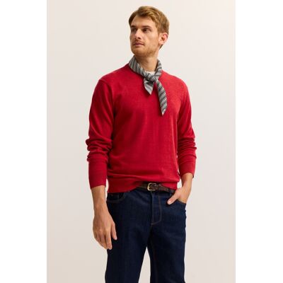 Bugatti Herren Pullover Rundhals Basic Essential aus reiner Baumwolle Rot L Bugatti Herren Pullover Rundhals Basic Essential aus reiner Baumwolle Rot L