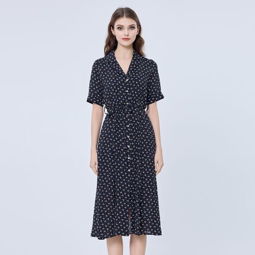 S&J Weekends Hemd-Kleid mit Retro-Druck Blau M