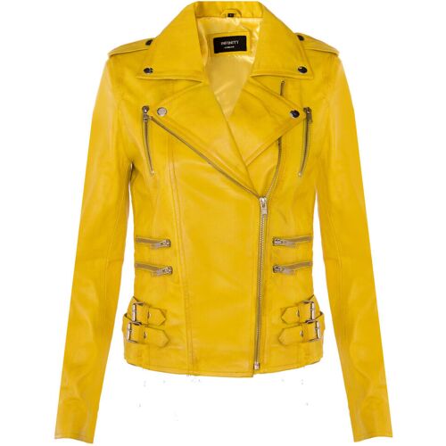 Infinity Leather Damen Leder Brando Bikerjacke-Loddon Gelb EU 52 / UK 24