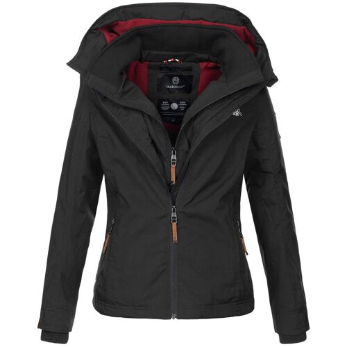 Marikoo Damen Übergangsjacke Erdbeere mit Doppelkragen & Fleece-Innenfutter Schwarz M