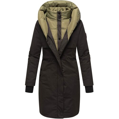 Navahoo Damen Winterjacke Snowelf – Leicht & Warm mit Magnetverschluss Schwarz S