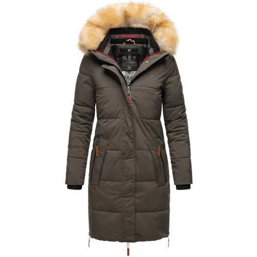 Navahoo Damen Winterjacke Halina – Warmer Parka mit Abnehmbarem Kunstfellkragen Schwarz S