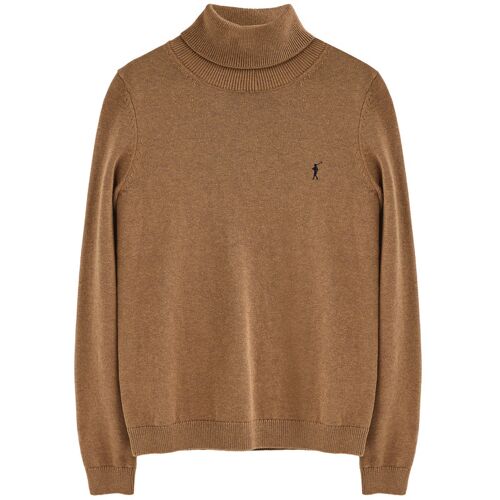 Polo Club Rollkragenpullover camel meliert aus Wollgemisch mit gesticktem Rigby Go-Logo Grau braun M