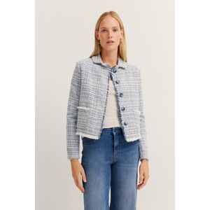 Bugatti Damen Bouclé Jacke mit Knopfleiste Blau & Grau Multi EU 36 / UK 8 Bugatti Damen Bouclé Jacke mit Knopfleiste Blau & Grau Multi EU 36 / UK 8