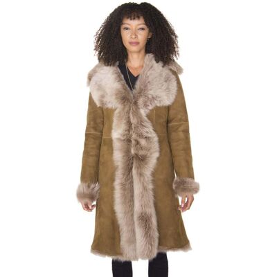 Infinity Leather Damen-Trenchcoat aus Toscana-Schaffell-Wildleder-Tbilisi Bräunen EU 40 / UK 12 Infinity Leather Damen-Trenchcoat aus Toscana-Schaffell-Wildleder-Tbilisi Bräunen EU 40 / UK 12