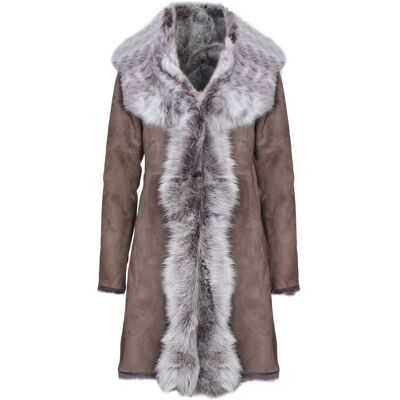 Infinity Leather Damen-Trenchcoat aus Toscana-Schaffell-Wildleder-Tbilisi Taupe EU 40 / UK 12 Infinity Leather Damen-Trenchcoat aus Toscana-Schaffell-Wildleder-Tbilisi Taupe EU 40 / UK 12