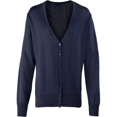 Premier Womens/Ladies Button Through Long Sleeve V-neck Knitted Cardigan (Navy) Marine EU 44 / UK 16 Premier Womens/Ladies Button Through Long Sleeve V-neck Knitted Cardigan (Navy) Marine EU 44 / UK 16
