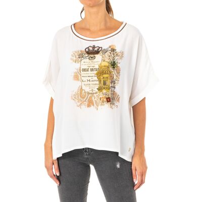 LA MARTINA Damen Kurzarm-T-Shirt mit Rundhalsausschnitt LWRE32 Weiß M LA MARTINA Damen Kurzarm-T-Shirt mit Rundhalsausschnitt LWRE32 Weiß M