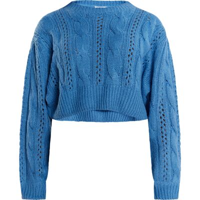 Mymo Kurzer Strickpullover Damen Himmelblau Hellblau XL Mymo Kurzer Strickpullover Damen Himmelblau Hellblau XL