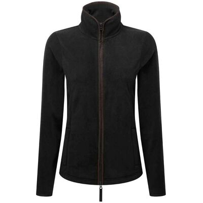 Premier Womens/Ladies Artisan Fleece-Jacke mit Kontrastbesatz (Schwarz/Braun) Schwarz S Premier Womens/Ladies Artisan Fleece-Jacke mit Kontrastbesatz (Schwarz/Braun) Schwarz S